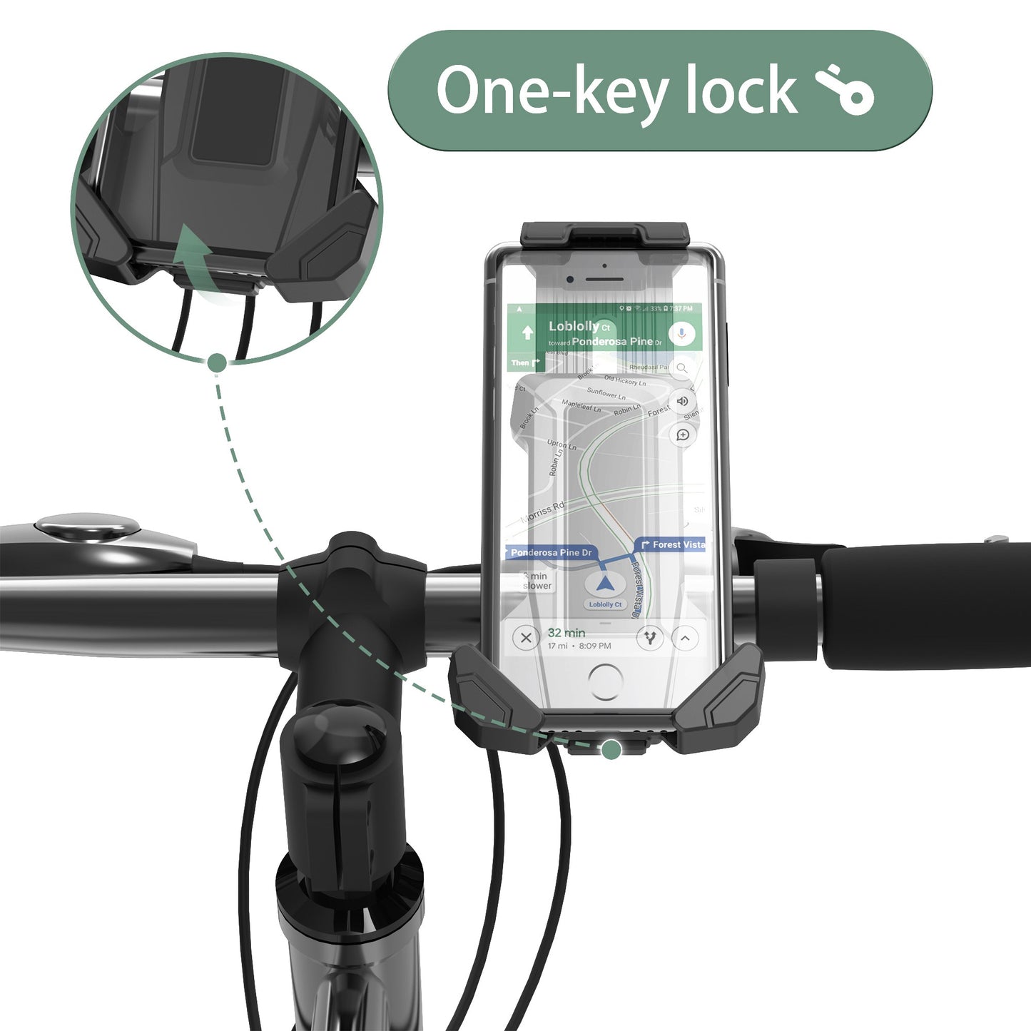 Bike Phone Mount Easy Installation Bicycle Handlebar Phone Mount Holder Bike Phone Holder for 4.7-7.2 inch Cell Phones