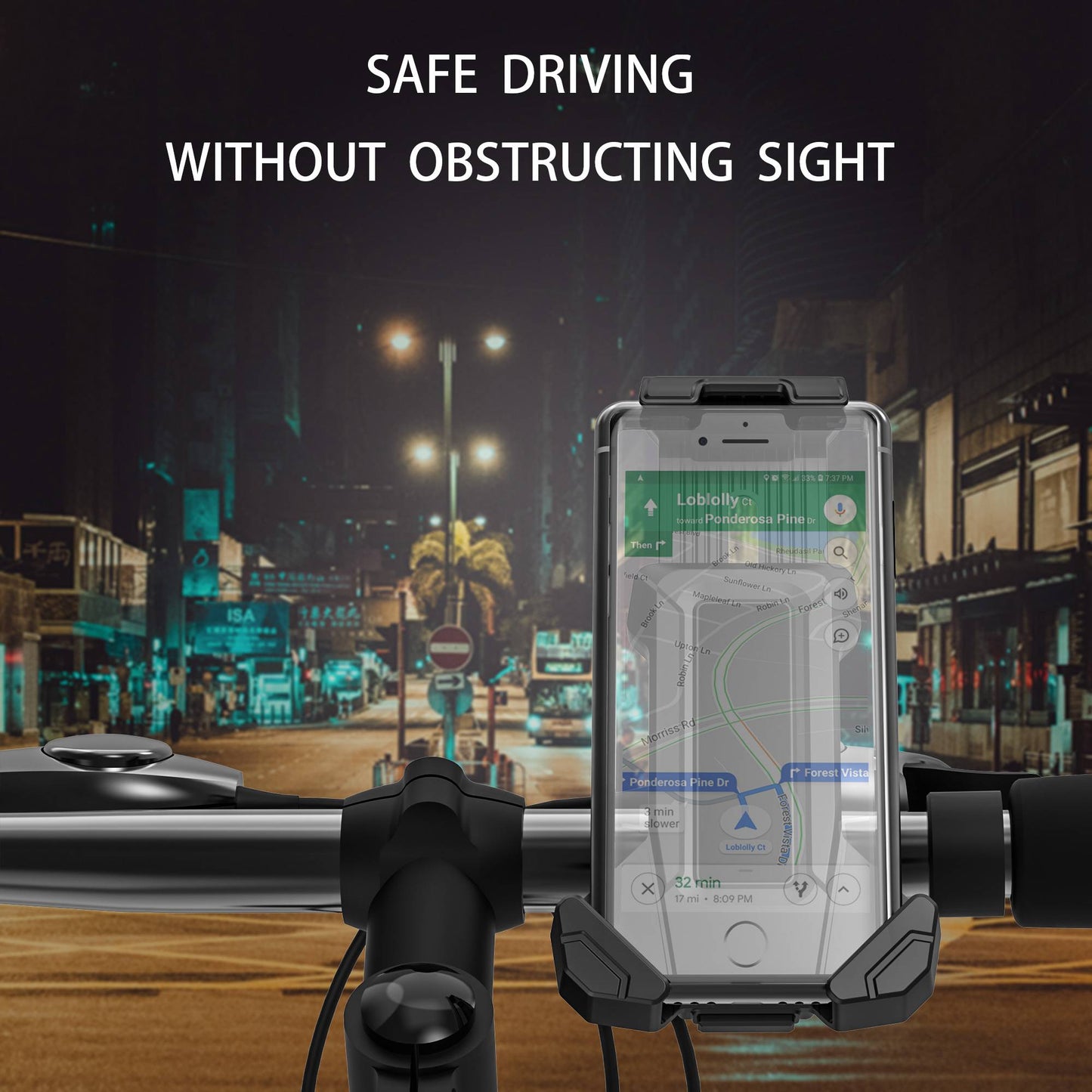 Bike Phone Mount Easy Installation Bicycle Handlebar Phone Mount Holder Bike Phone Holder for 4.7-7.2 inch Cell Phones