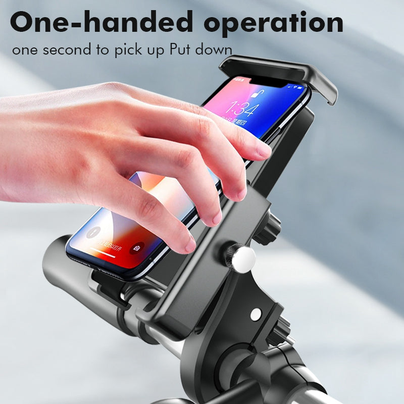 QX-21 Motorcycle E-Bike Bicycle Phone Stand Handlebar / Rear Mirror Mount Rotatable Phone Holder Bracket