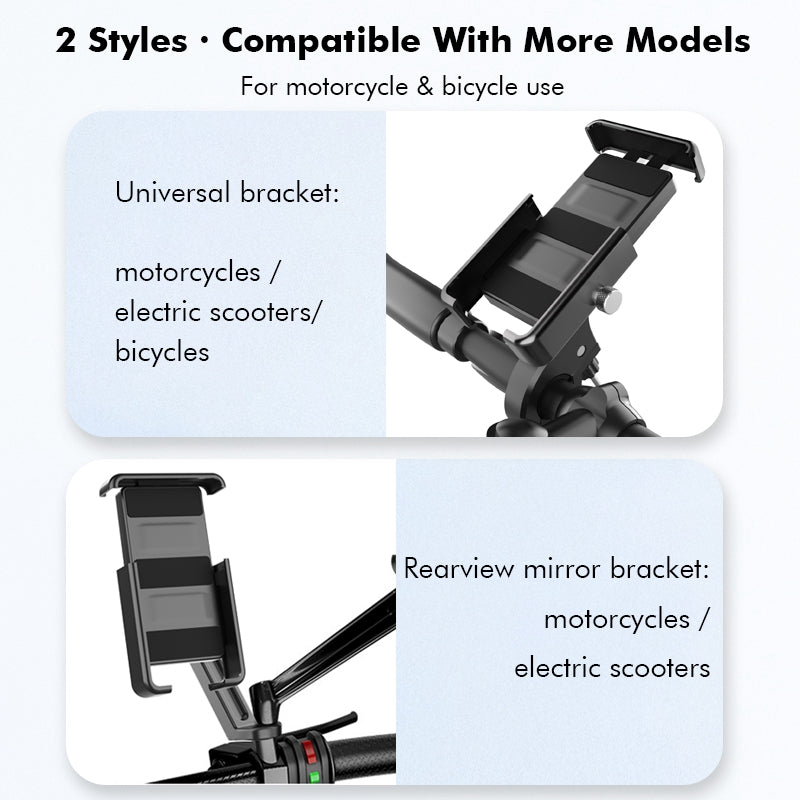 QX-21 Motorcycle E-Bike Bicycle Phone Stand Handlebar / Rear Mirror Mount Rotatable Phone Holder Bracket