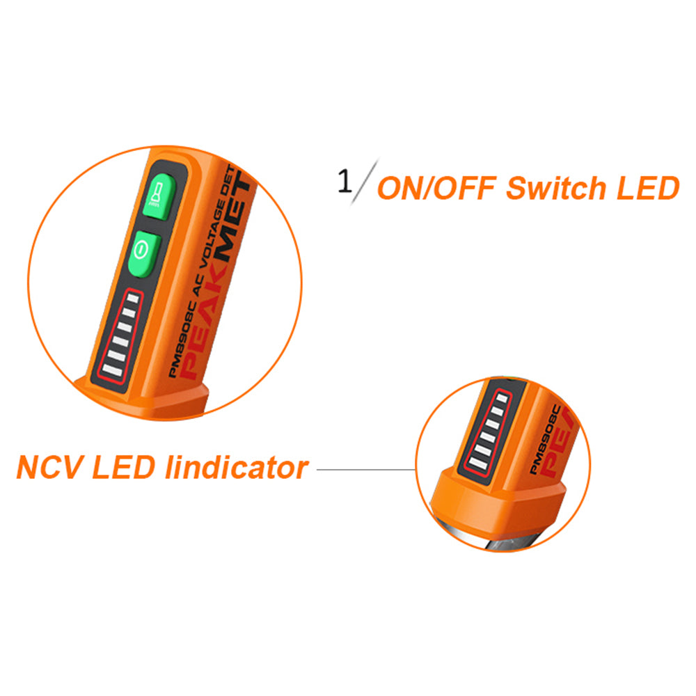 PEAKMETER PM8908C 50-60Hz AC 12-1000V Non-Contact Voltage Tester Tool Circuit Detector Test Pen