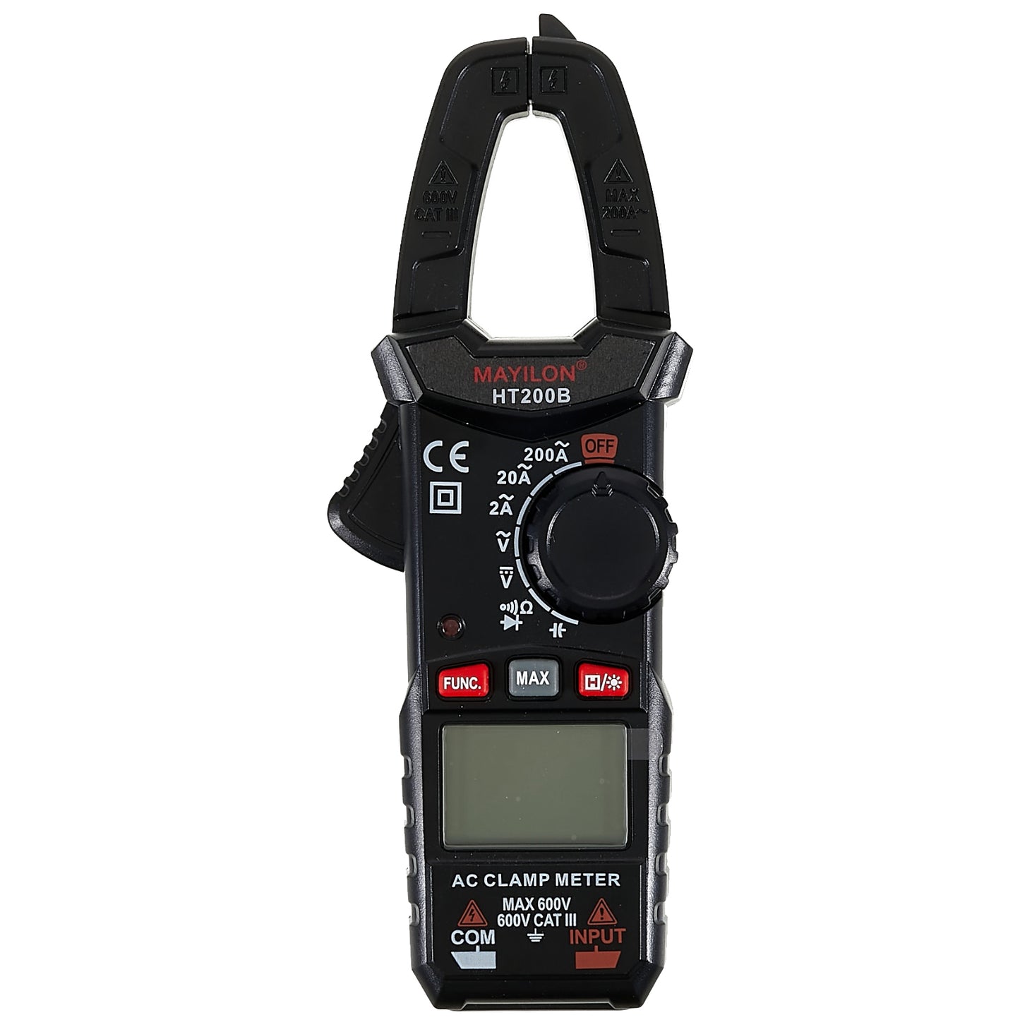 MAYILON HT200B Digital Clamp Meter Amperometric Voltmeter Ammeter Tester Pliers Counts Transistor Test Lead (No Battery)