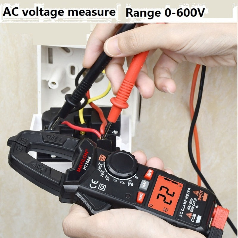 MAYILON HT200B Digital Clamp Meter Amperometric Voltmeter Ammeter Tester Pliers Counts Transistor Test Lead (No Battery)