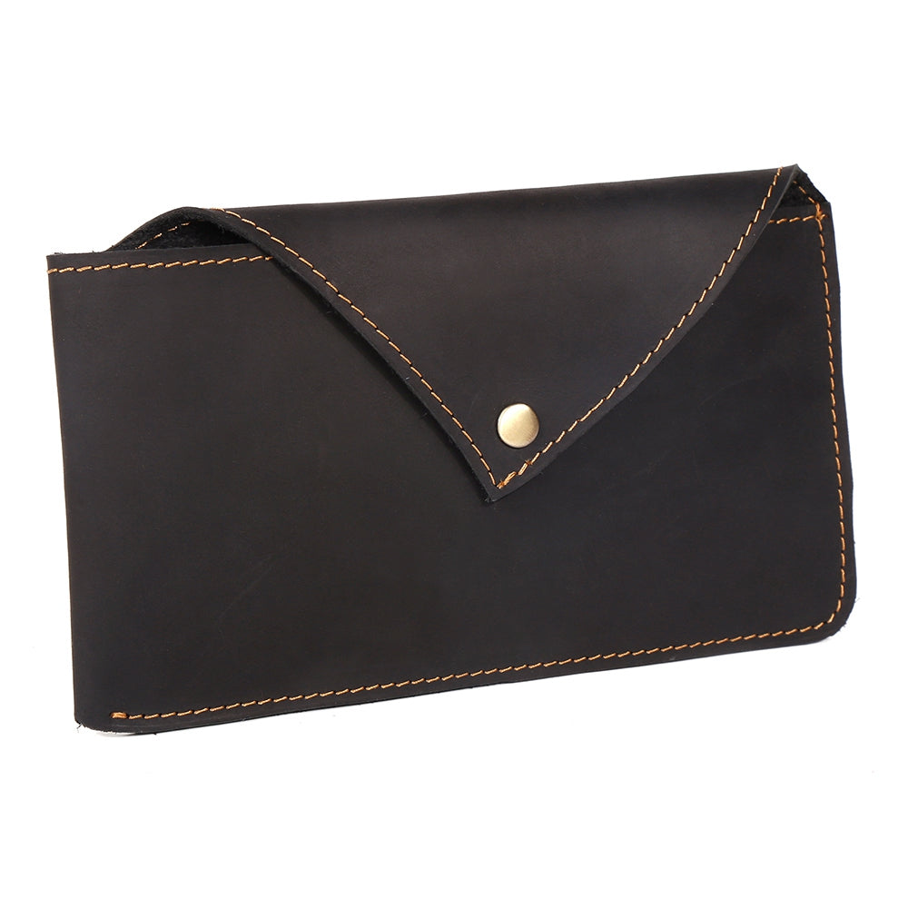 6546 Top Layer Cowhide Outdoor Tactical Sports Phone Waist Pouch Belt Hanging Bag - Black