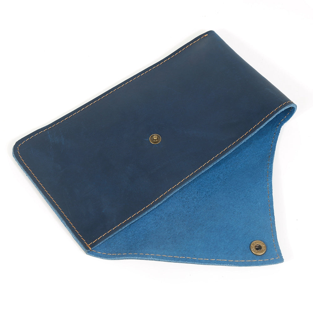 6546 Top Layer Cowhide Outdoor Tactical Sports Phone Waist Pouch Belt Hanging Bag - Blue