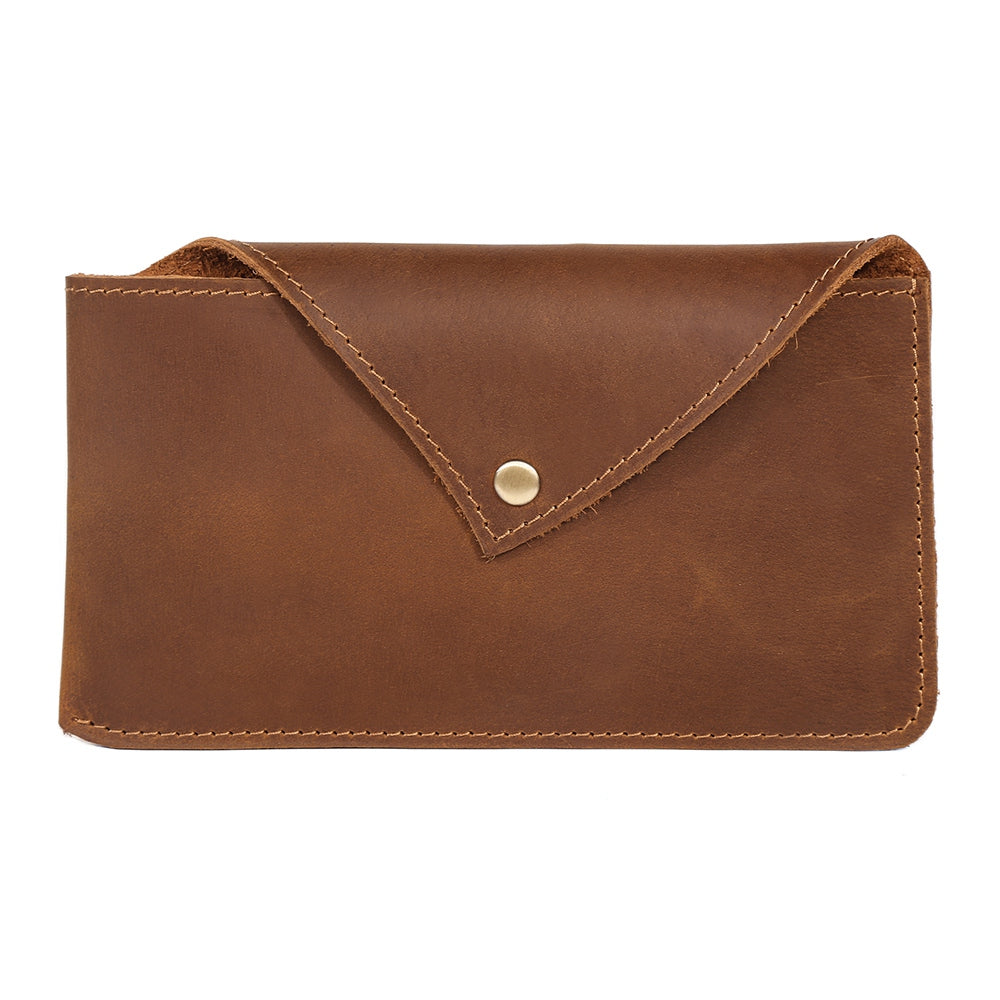 6546 Top Layer Cowhide Outdoor Tactical Sports Phone Waist Pouch Belt Hanging Bag - Brown