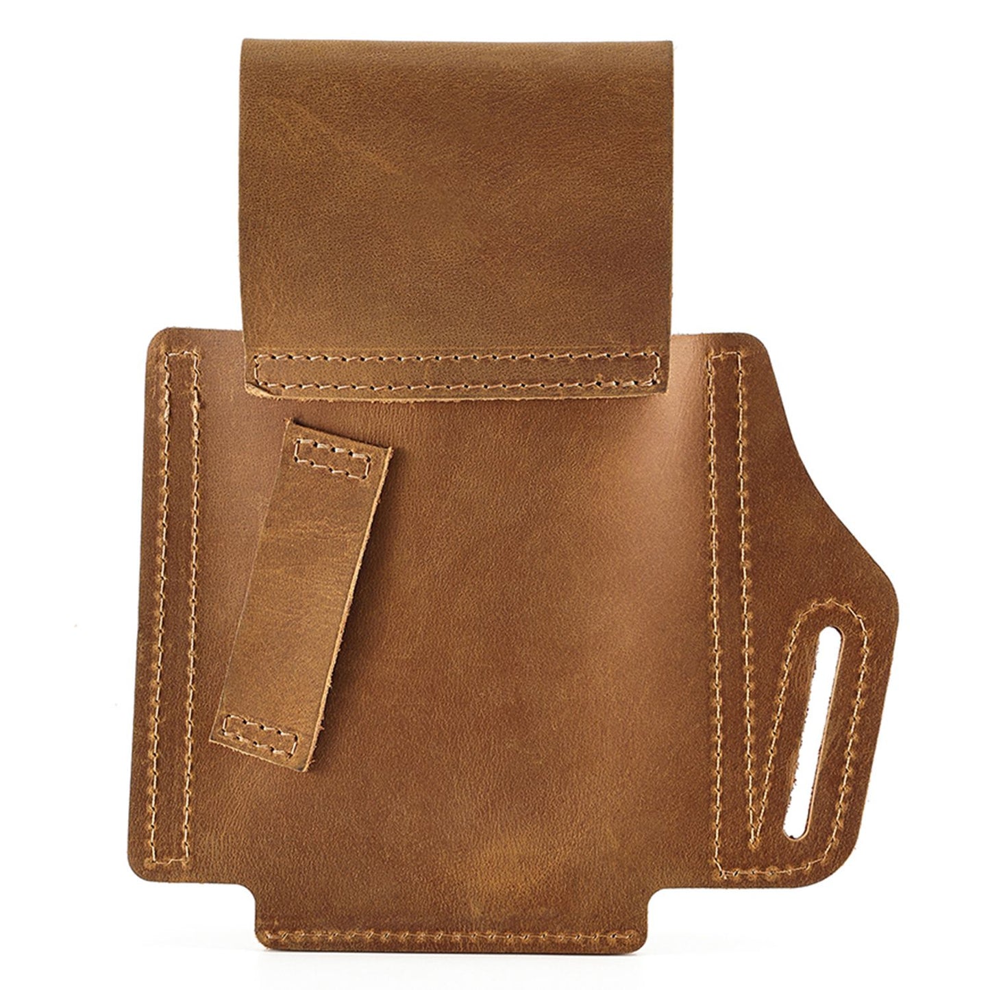 6571 Top Layer Cowhide Outdoor Sports Men Phone Storage Pouch Waist Belt Hanging Bag - Brown