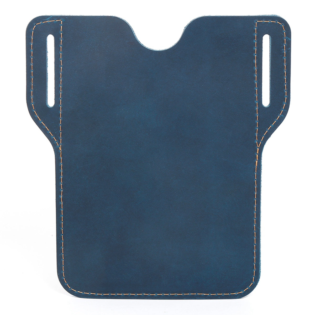 6545 Retro Top Layer Cowhide Outdoor Camping Hiking Men Phone Storage Pouch Waist Belt Hanging Bag - Blue