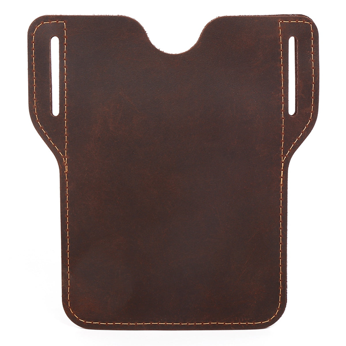 6545 Retro Top Layer Cowhide Outdoor Camping Hiking Men Phone Storage Pouch Waist Belt Hanging Bag - Coffee