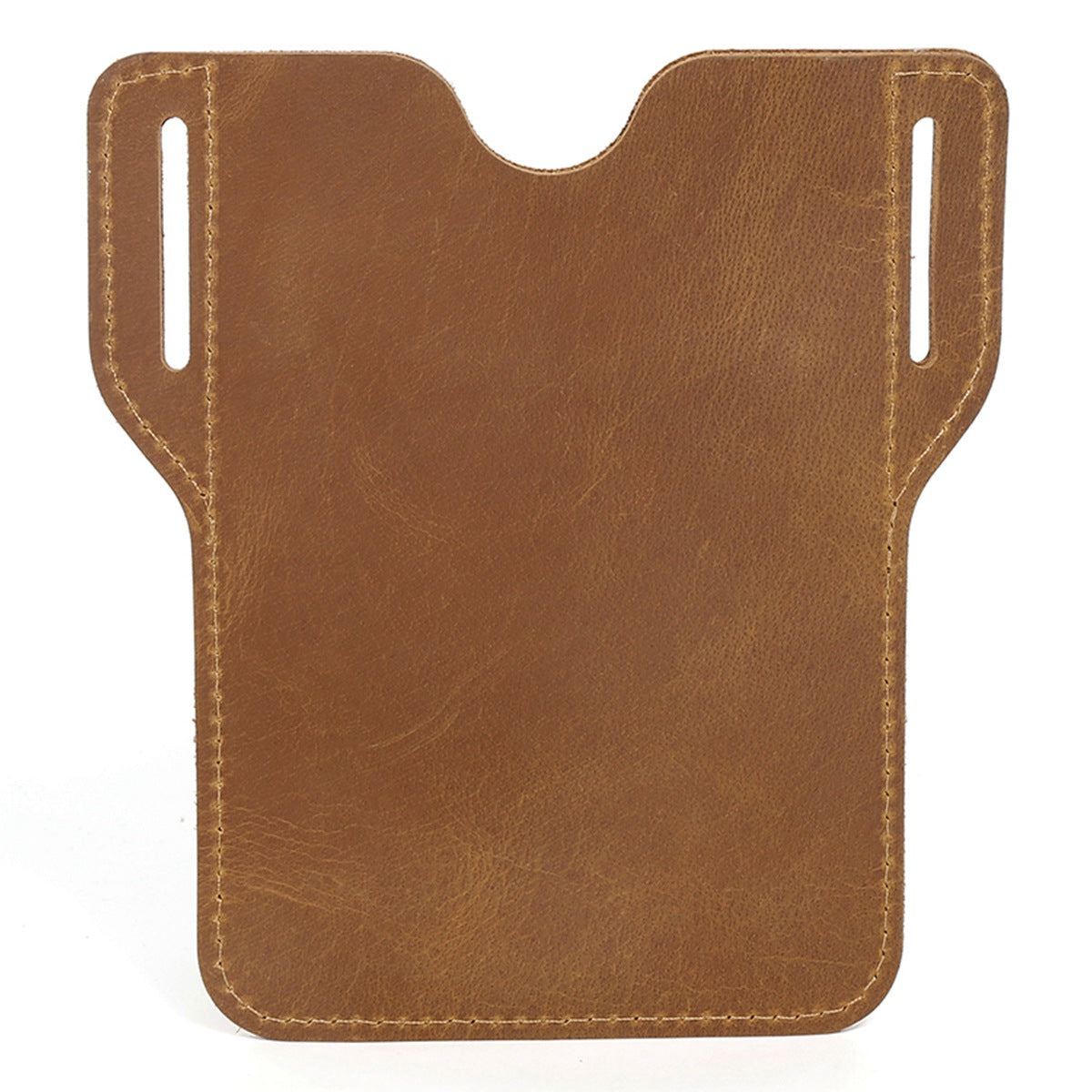 6545 Retro Top Layer Cowhide Outdoor Camping Hiking Men Phone Storage Pouch Waist Belt Hanging Bag - Brown