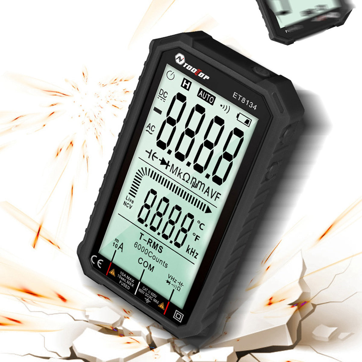 TOOLTOP ET8134 4.7-inch LCD Digital Multimeter AC Direct Current Voltage Current Measure Capacitance Resistance Temperature Measuring Tool