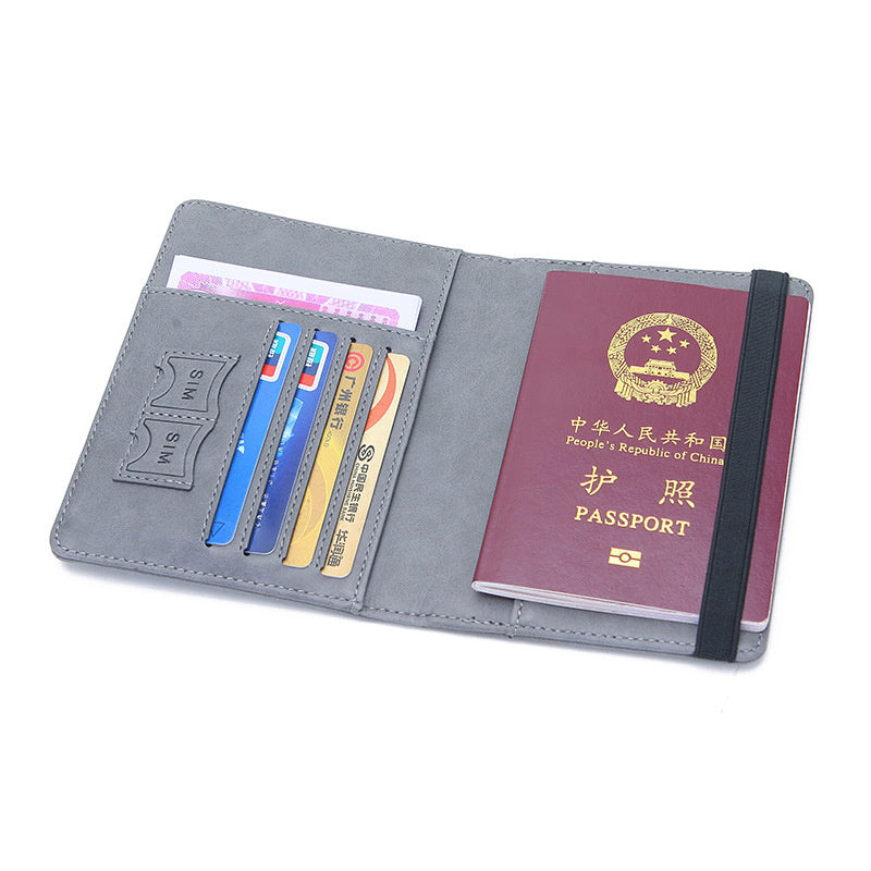 Y1643 Portable Travel RFID Blocking Passport Storage Bag PU Leather Credit Cards Cash Holder Bag - Grey