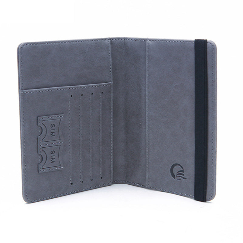 Y1643 Portable Travel RFID Blocking Passport Storage Bag PU Leather Credit Cards Cash Holder Bag - Grey