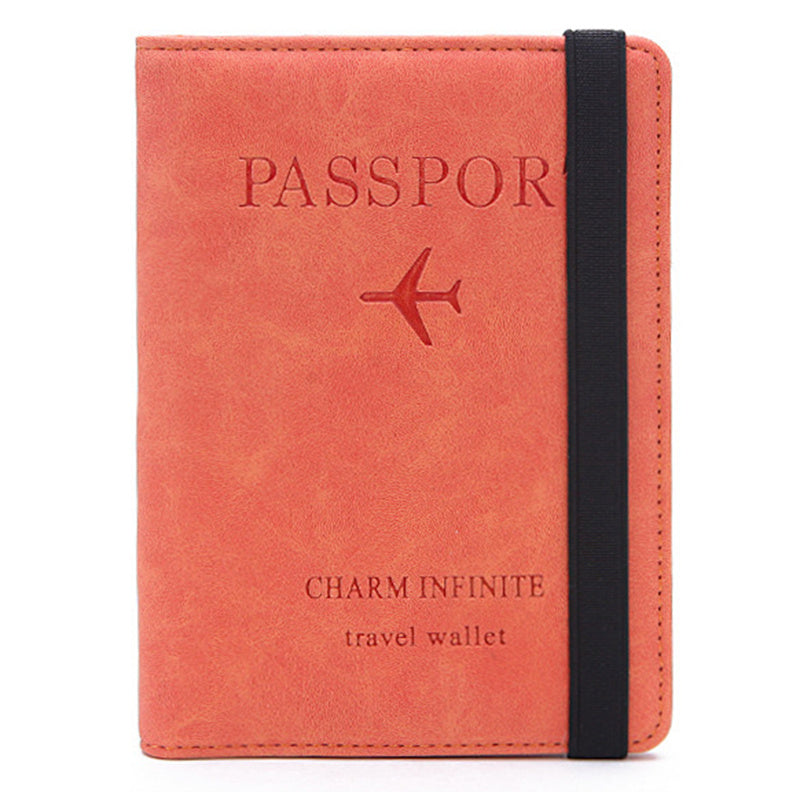 Y1643 Portable Travel RFID Blocking Passport Storage Bag PU Leather Credit Cards Cash Holder Bag - Orange