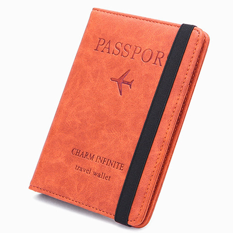 Y1643 Portable Travel RFID Blocking Passport Storage Bag PU Leather Credit Cards Cash Holder Bag - Orange