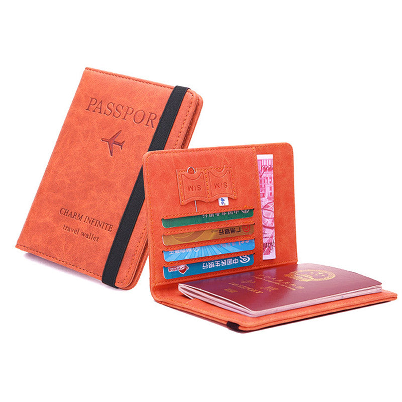 Y1643 Portable Travel RFID Blocking Passport Storage Bag PU Leather Credit Cards Cash Holder Bag - Orange