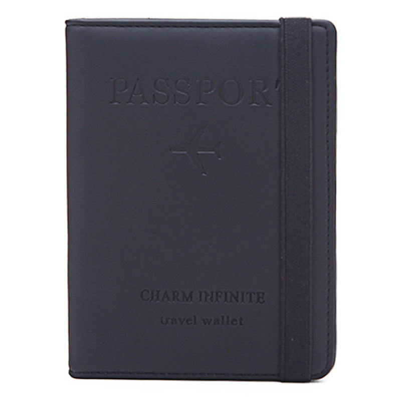 Y1643 Portable Travel RFID Blocking Passport Storage Bag PU Leather Credit Cards Cash Holder Bag - Black
