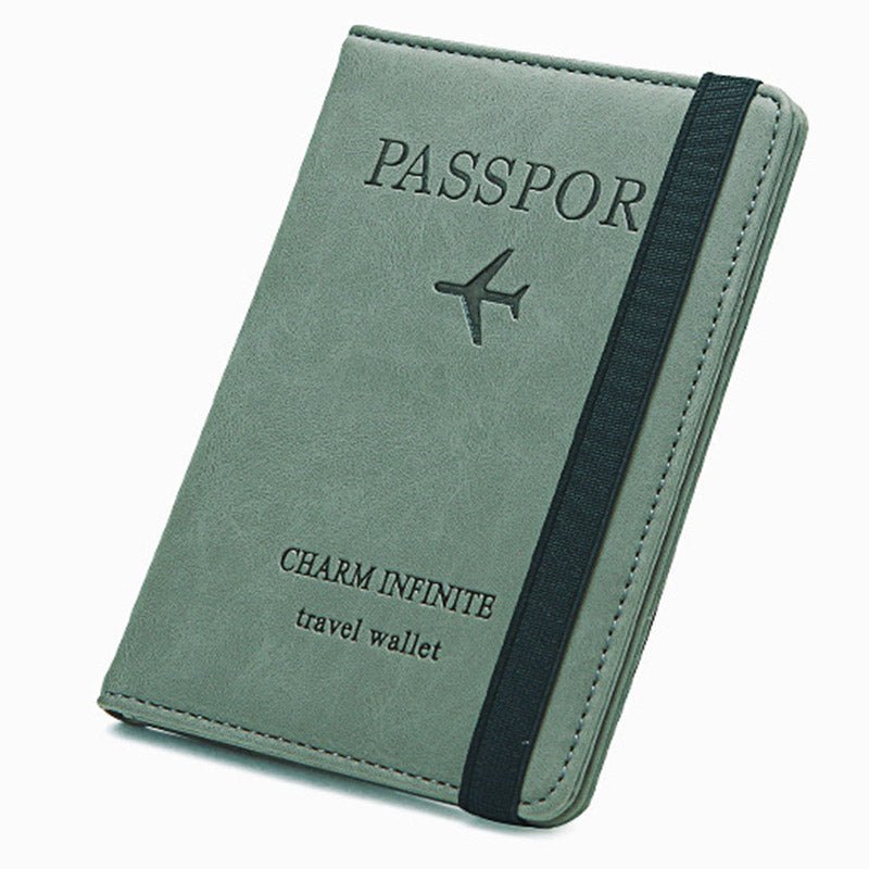 Y1643 Portable Travel RFID Blocking Passport Storage Bag PU Leather Credit Cards Cash Holder Bag - Green