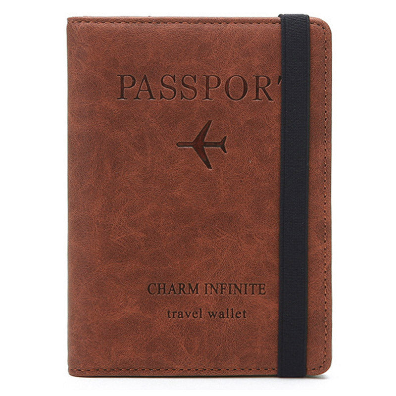 Y1643 Portable Travel RFID Blocking Passport Storage Bag PU Leather Credit Cards Cash Holder Bag - Coffee