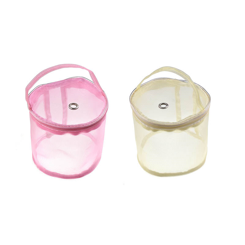 AC044 Small Size DIY Hand-Knitted Tool Yarn Storage Organizer Sewing Accessories Zipper Closure Yarn Mesh Bag Thread Storage Case - Beige