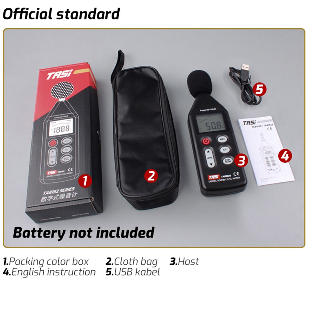 TASI TA8152B LCD Display Digital Sound Level Meter Audio Detector Noise Volume Decibel Tester Support Computer Connection