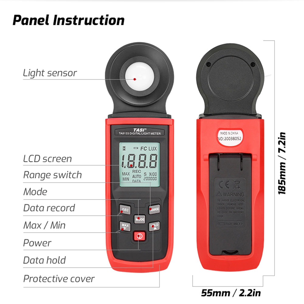 TASI TA8121 Light Meter Photography Digital Luxmeter Integrated Illuminometer 0.1-100000 Lux Photometer Tester