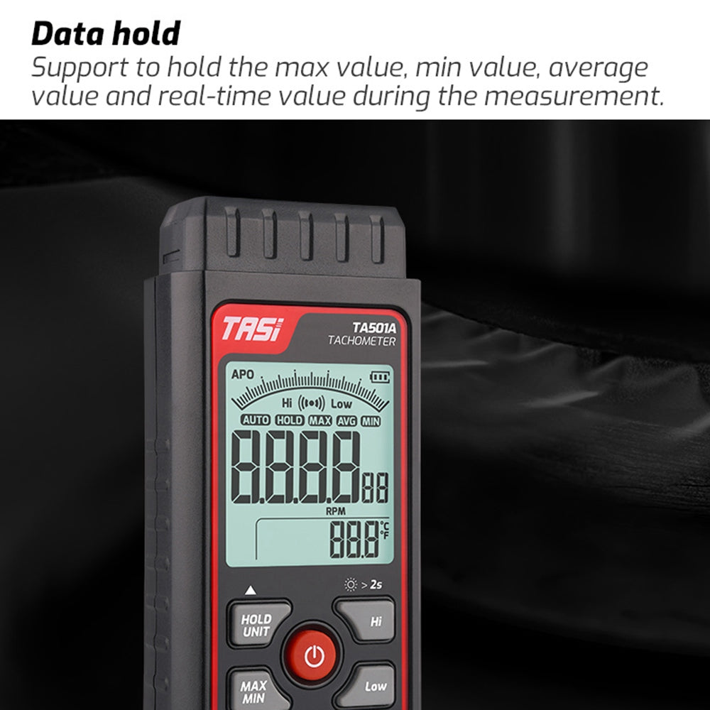 TASI TA501A Handheld Digital Tachometer 2.5-99999RPM Non-contact Rotation Speed Meter for Motors Fans