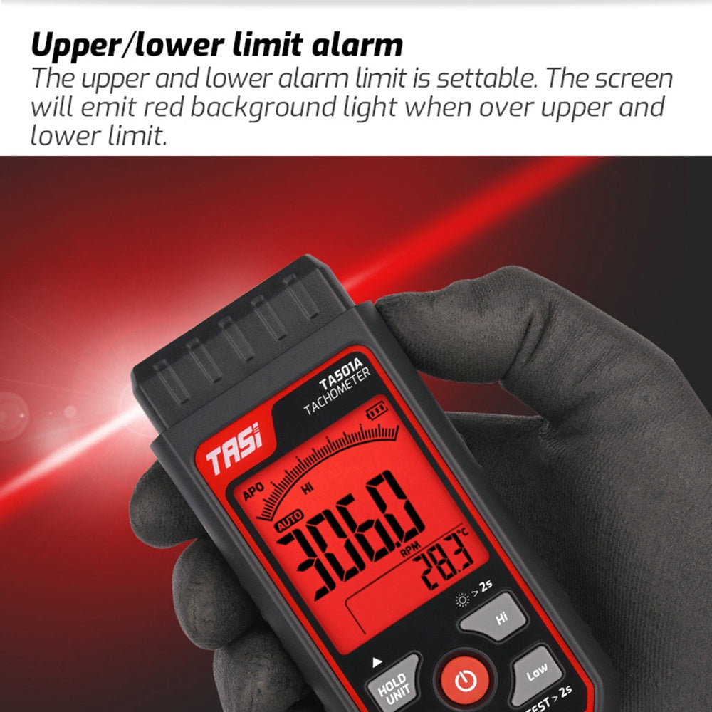 TASI TA501A Handheld Digital Tachometer 2.5-99999RPM Non-contact Rotation Speed Meter for Motors Fans