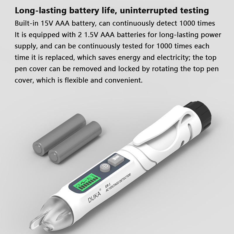 DUKA EP-1 Smart Test Pencil Zero Fire Line Smart Recognizer Sound Light Screen Alarm Tester with LED Flashlight Lighting