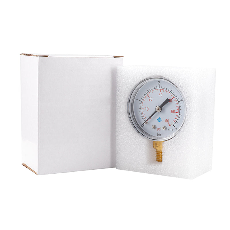 TS-50-4bar 50mm Manometer 0-60psi / 0-4bar Dual Scale Water Pressure Dial 1 / 4 NPT Hydraulic Pressure Gauge