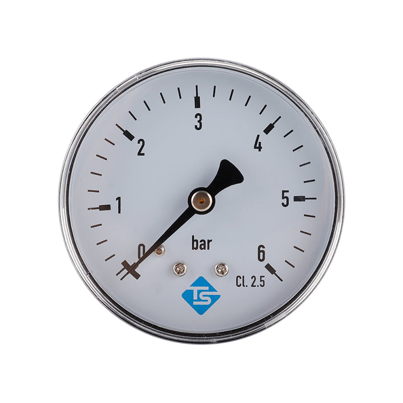 TS-60-6bar High Precision 60mm Large Dial Pressure Gauge 0-6 Bar Water / Gas / Air Pressure Measurement Tool with 1 / 4inch NPT Bottom Mount