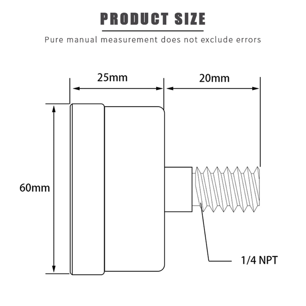 TS-60-6bar High Precision 60mm Large Dial Pressure Gauge 0-6 Bar Water / Gas / Air Pressure Measurement Tool with 1 / 4inch NPT Bottom Mount
