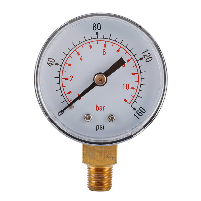 TS-Z53 Water Pressure Gauge Dual Scale Gas Pressure Gauge 0-160 PSI / 0-11 Bar Test Range Oil Pressure Gauge