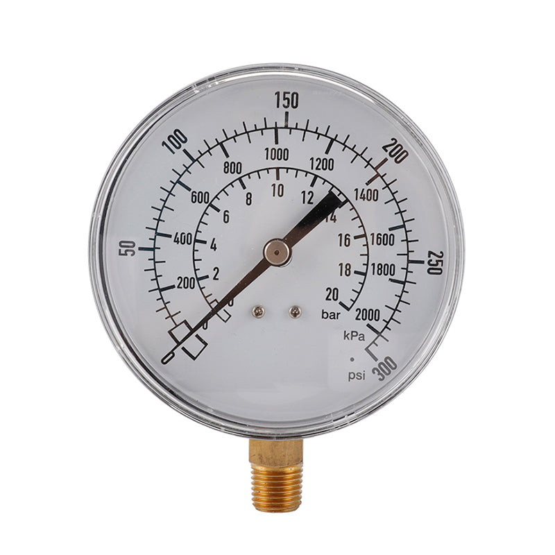 TS-Y90 90mm Large Dial Oil Gas Pressure Gauge 0-300 PSI / 0-2000 KPA / 0-20 Bar Water Pressure Gauge