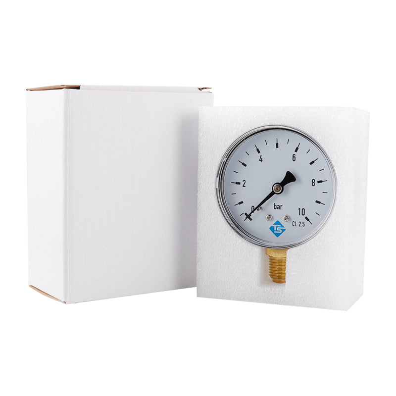 TS-60-10bar 60mm Dial Pressure Gauge 0-10 Bar Water / Gas / Air Pressure Measurement Tool with 1 / 4 NPT Bottom Mount
