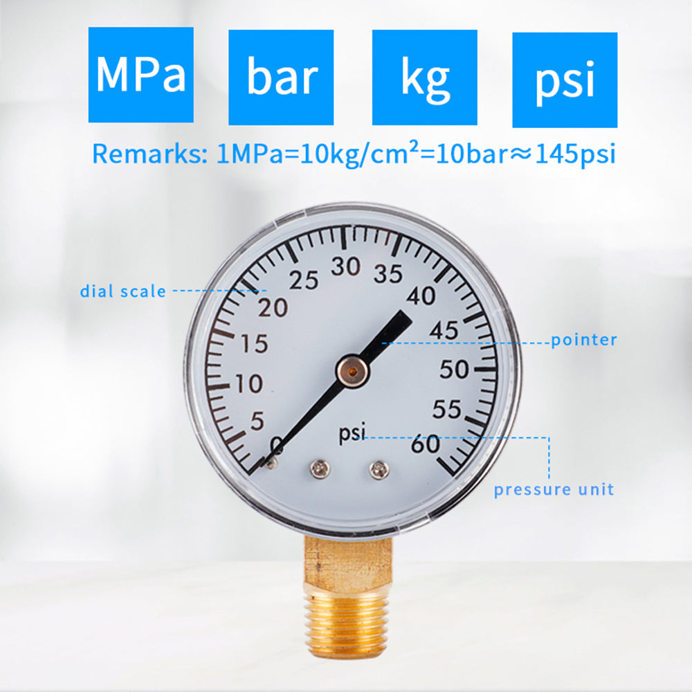 TS-50-60PSI Radial Air Water Pressure Gauge 0-60PSI Hydraulic Oil Pressure Meter Gauge