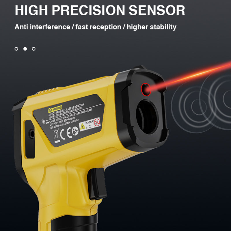 Uniqkart 800C Handheld Infrared Temperature Measurer High-Precision Industrial Temp Humidity Meter Portable Thermometer with 12-Point Laser Positioning