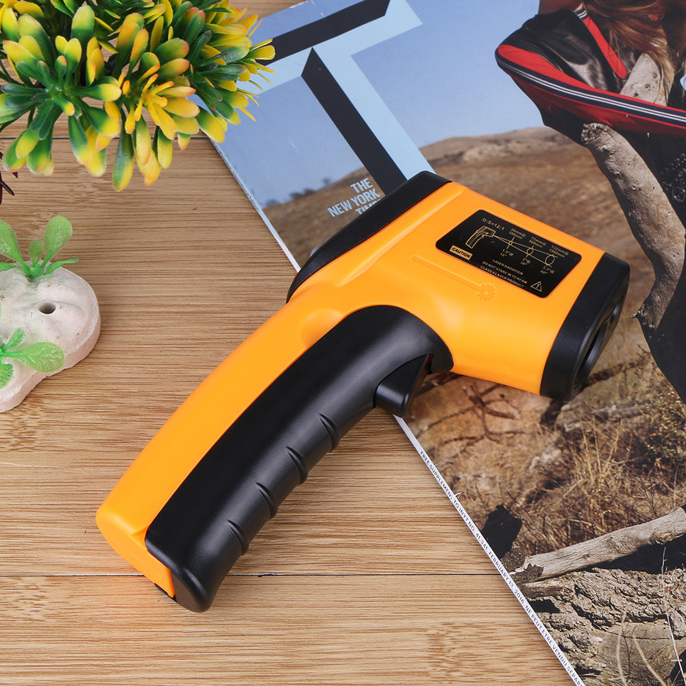 GM320 Digital Infrared Thermometer Non Contact Pyrometer IR Laser Point Gun with Backlight - Yellow
