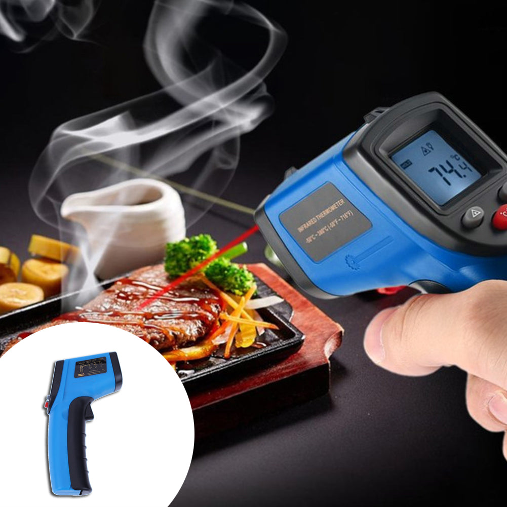 GM320 Digital Infrared Thermometer Non Contact Pyrometer IR Laser Point Gun with Backlight - Blue