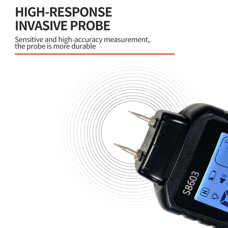 S8603 Digital Wood Moisture Meter Two Pins Wall Moisture Detector Paper Humidity Tester (No Battery)