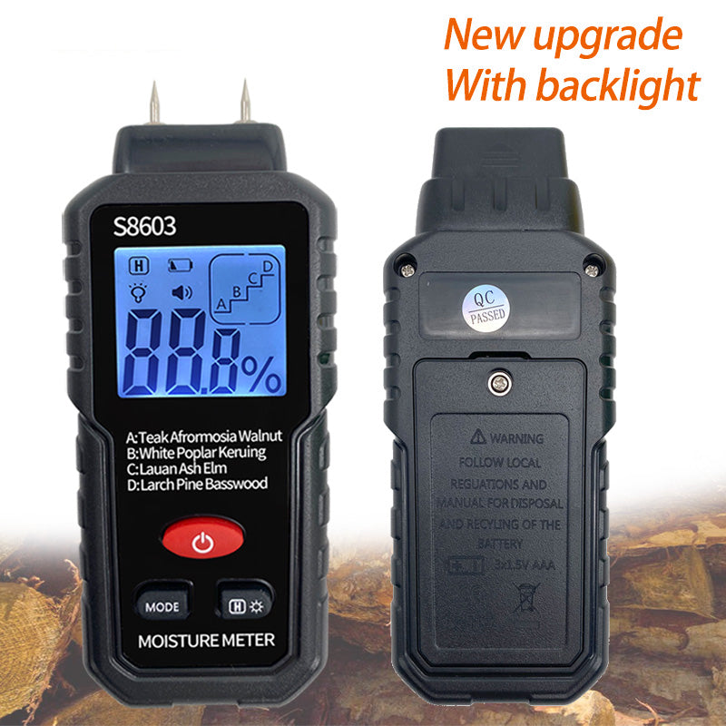S8603 Digital Wood Moisture Meter Two Pins Wall Moisture Detector Paper Humidity Tester (No Battery)