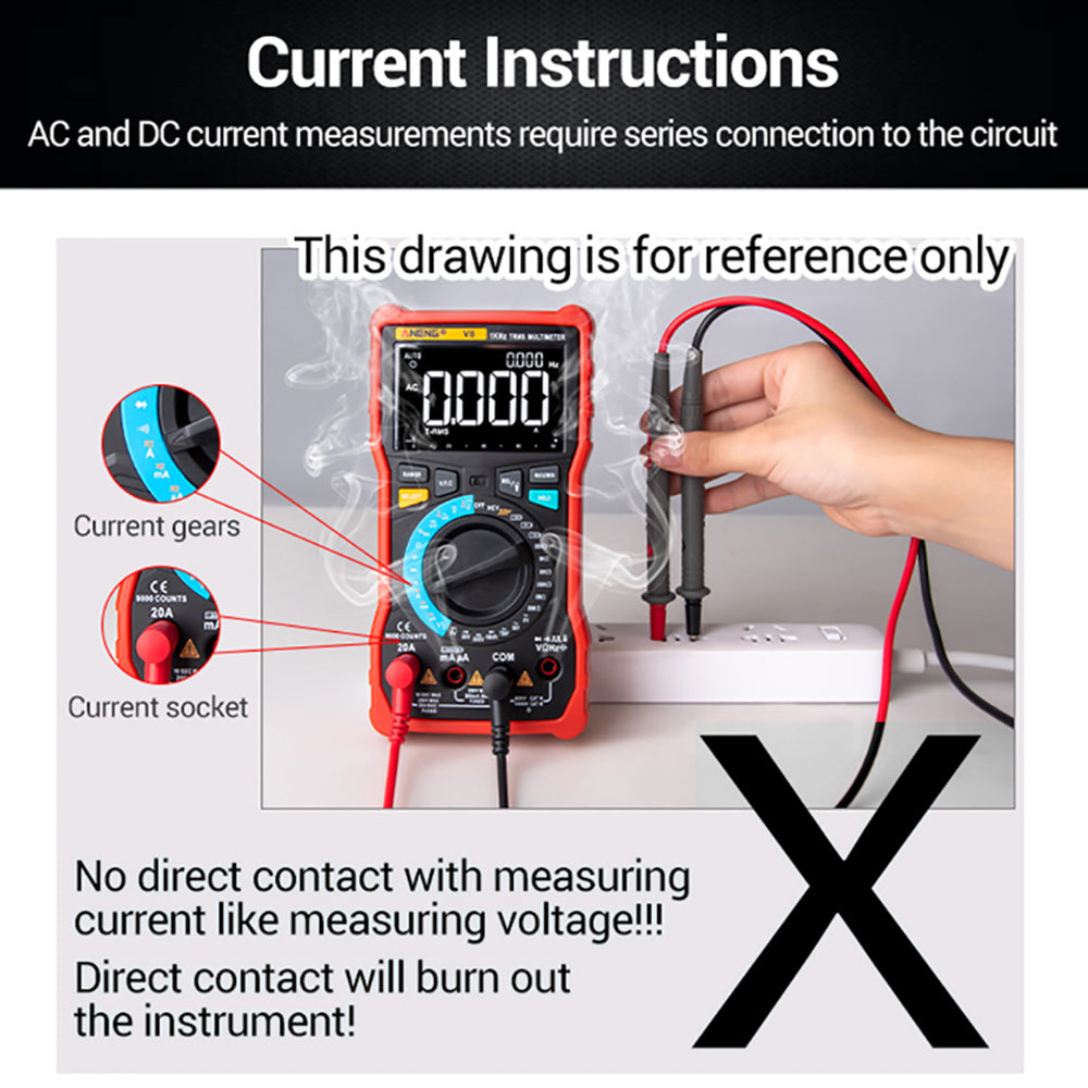 Aneng 682 Rechargeable Multimeter Digital High-Precision Intelligent Auto-Rang Anti-Burning Multimeter - Red