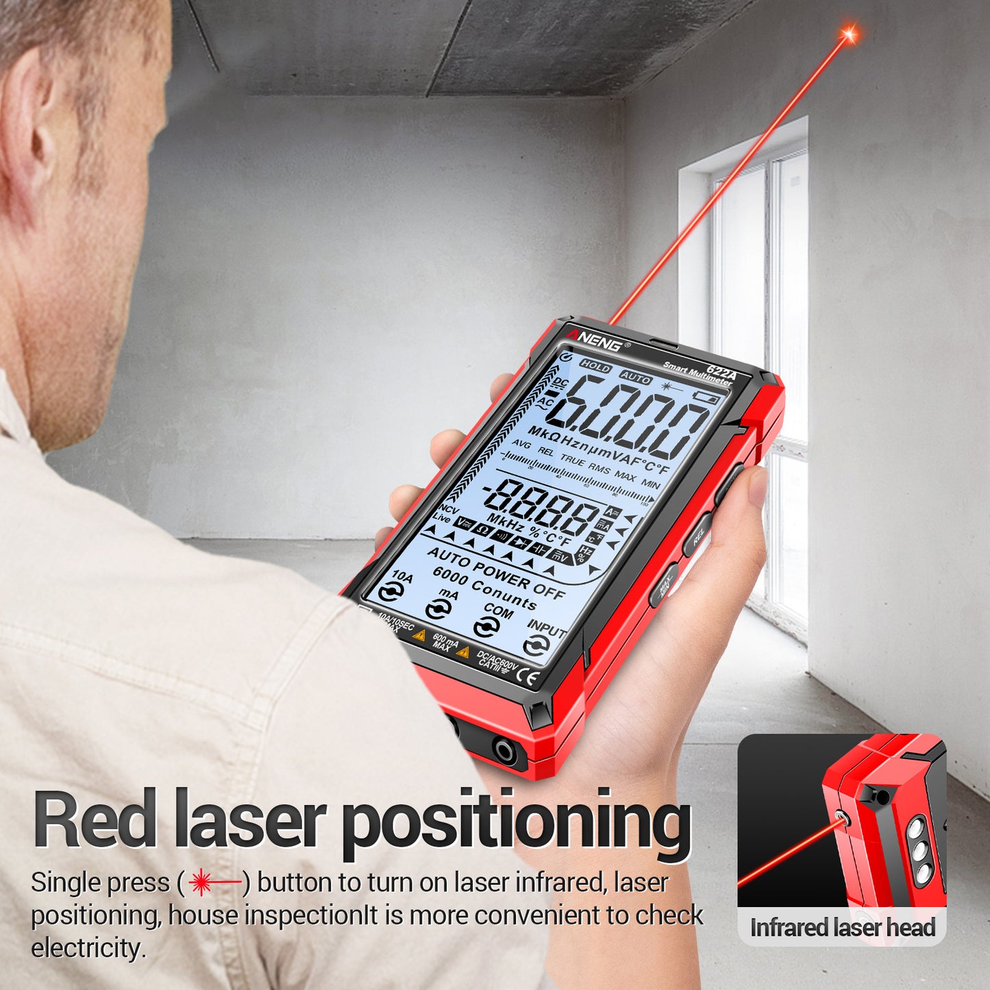 Aneng 622B Touch Screen Multimeter Smart Anti-Burn Digital High Precision Multimeter with LED Light