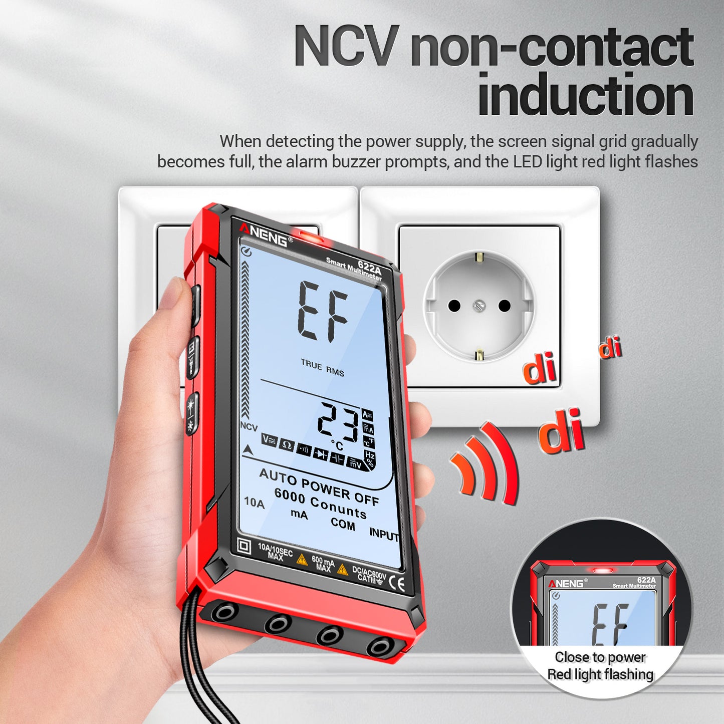 Aneng 622B Touch Screen Multimeter Smart Anti-Burn Digital High Precision Multimeter with LED Light