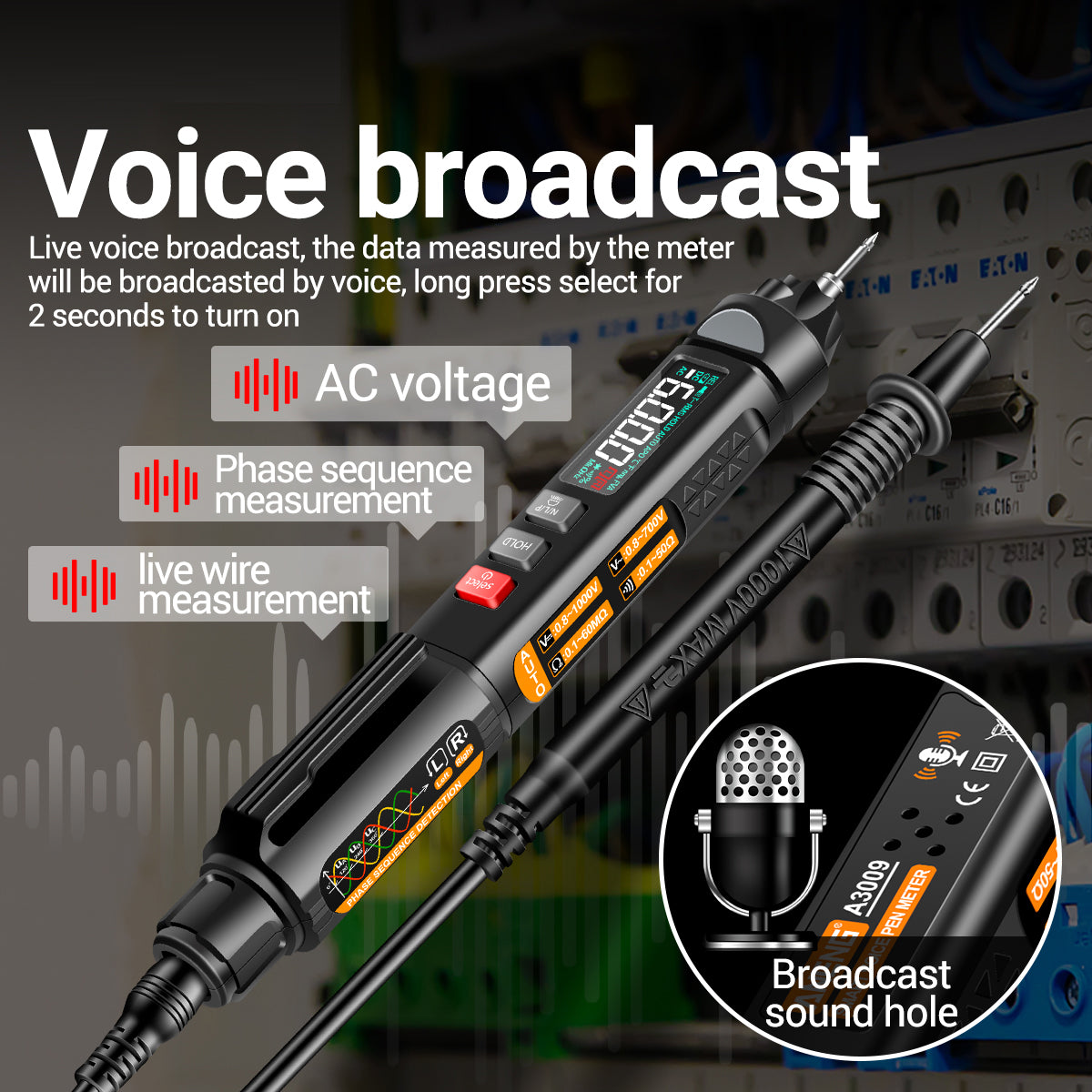 Aneng A3009 Voice Broadcast Multifunction Digital Multimeter Set Portable Handheld Pen Tester