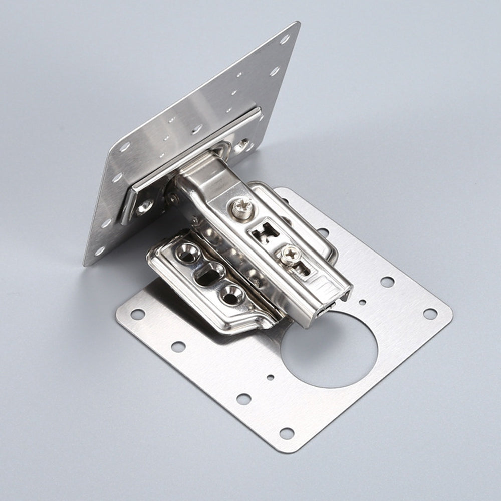 2Pcs Full Overlay Hydraulic Cabinet Hinges 304 Stainless Steel Damper Buffer Furniture Cupboard Door Hinge with Repair Plates and Screws