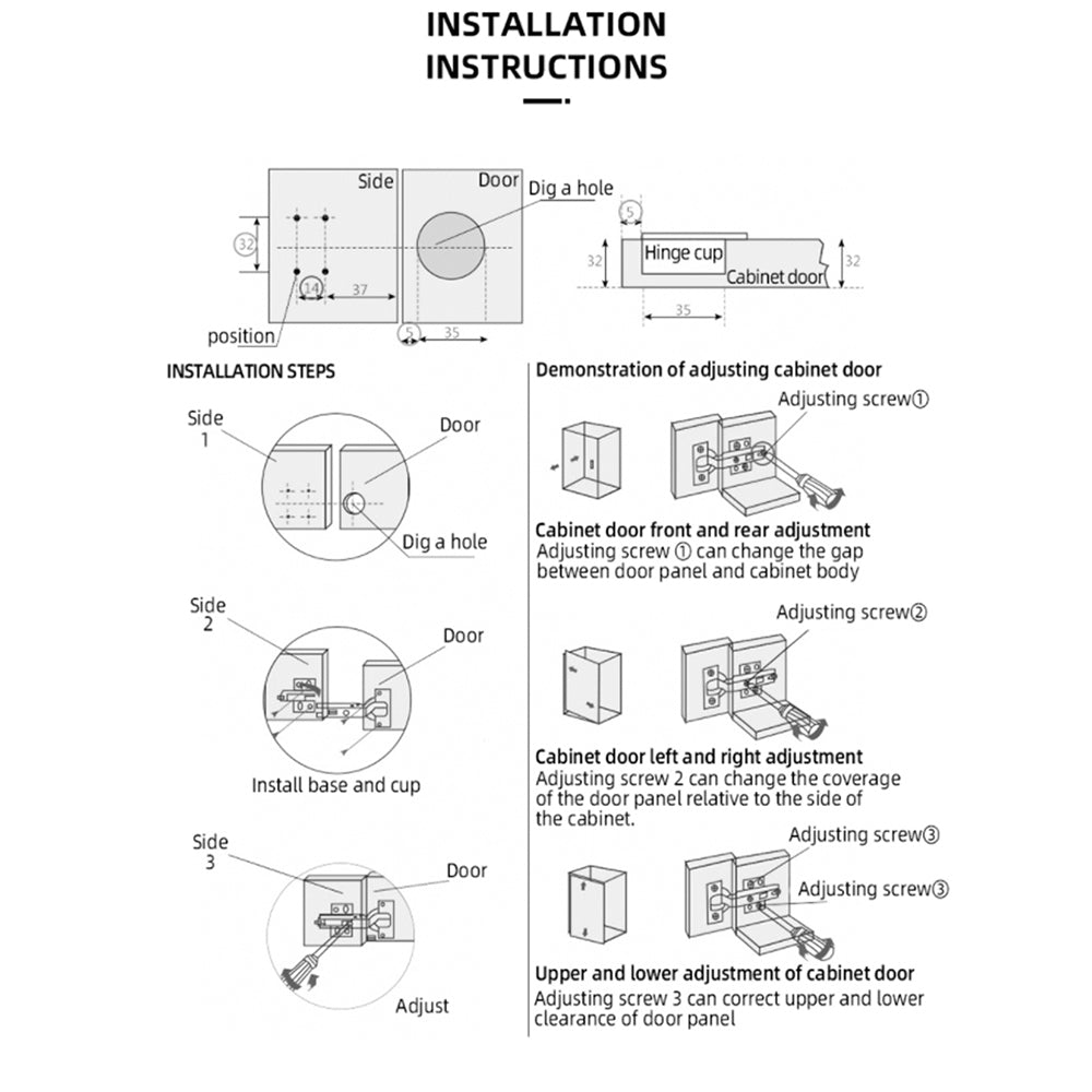 2Pcs 304 Stainless Steel Full Overlay Hydraulic Cabinet Hinges Damper Buffer Kitchen Cupboard Furniture Door Hinge