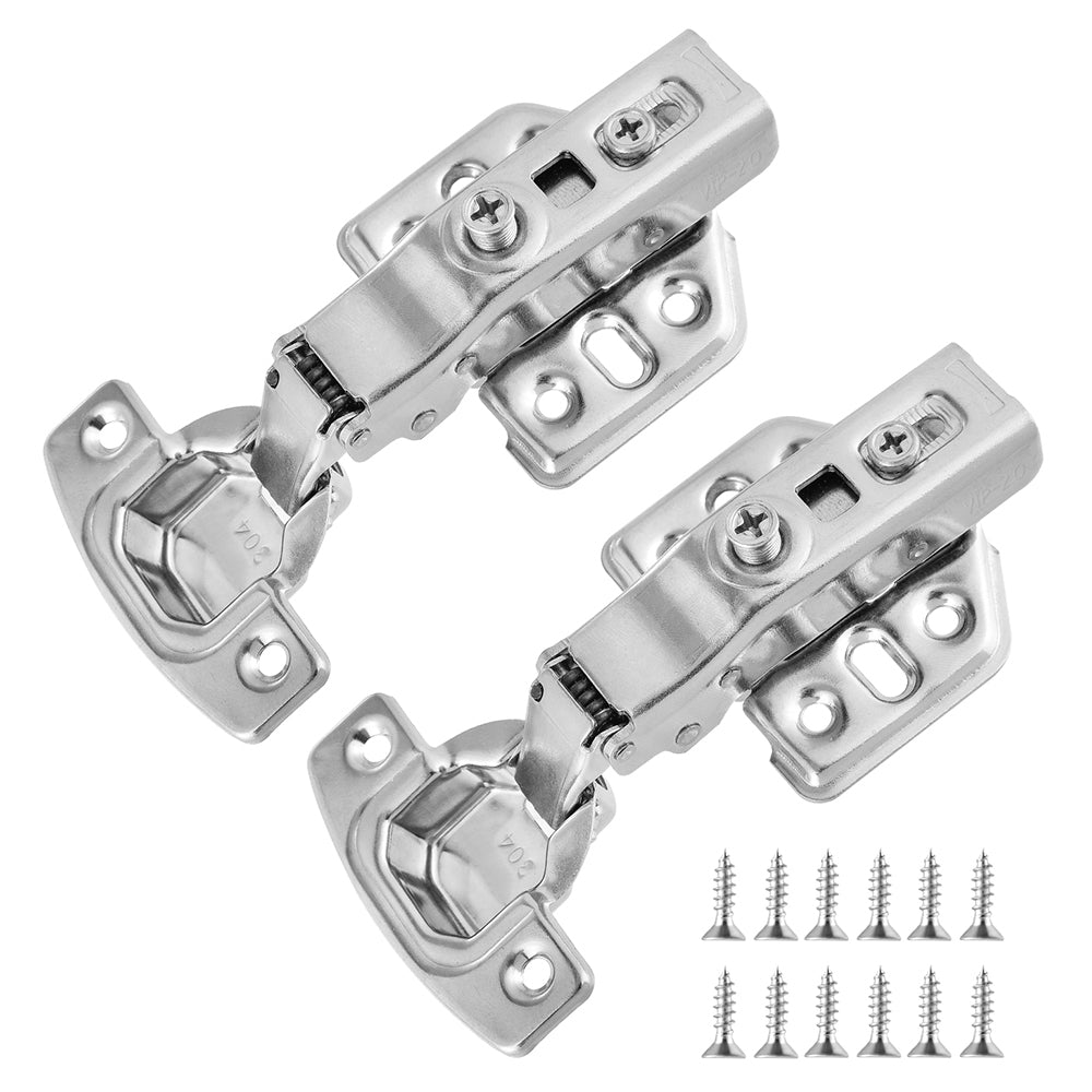 2Pcs 304 Stainless Steel Full Overlay Hydraulic Cabinet Hinges Damper Buffer Kitchen Cupboard Furniture Door Hinge