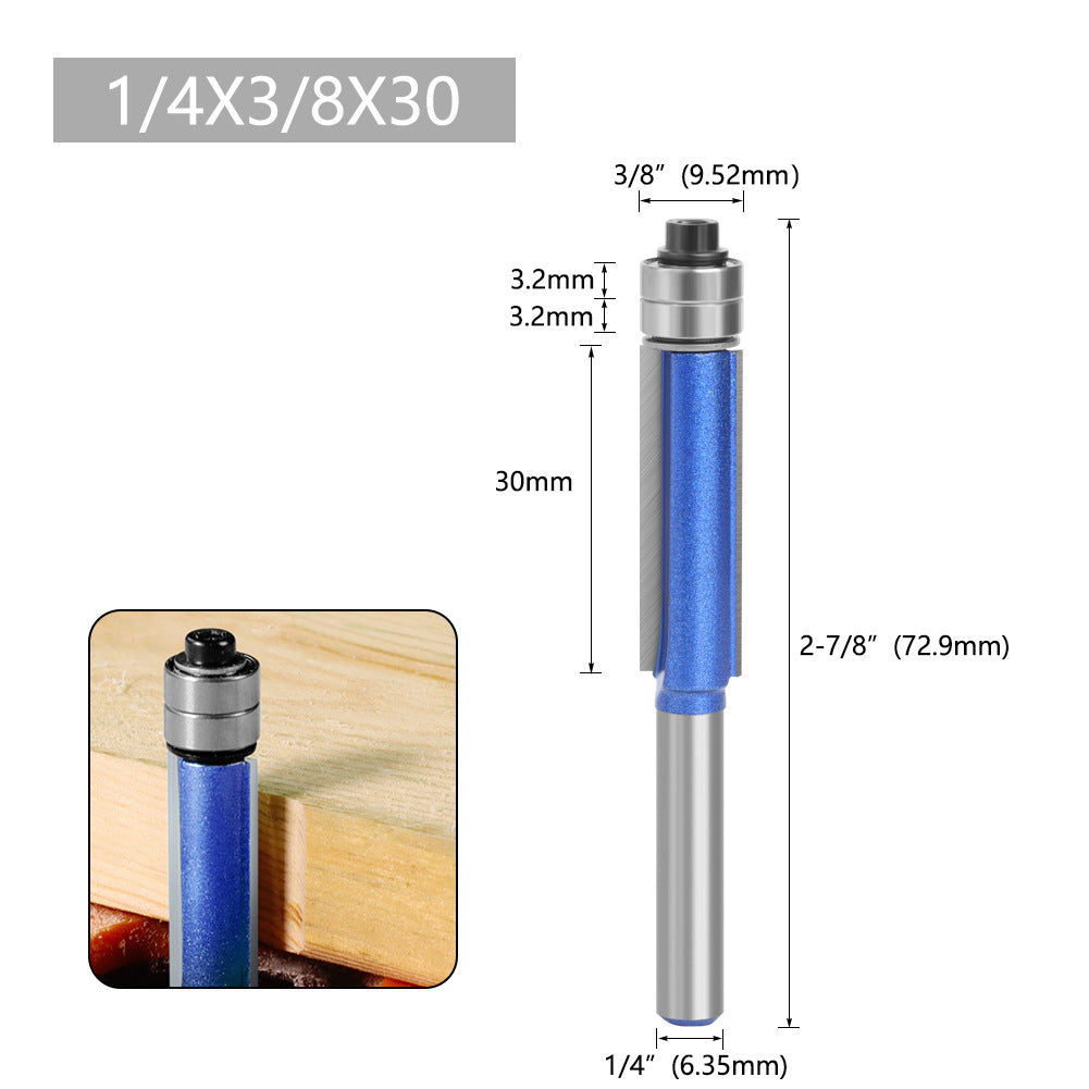 1Pc 1 / 4 Shank Milling Cutter Double Bearing Router Bit Woodworking Tools Carving Cutter - 1 / 4x3 / 8x30