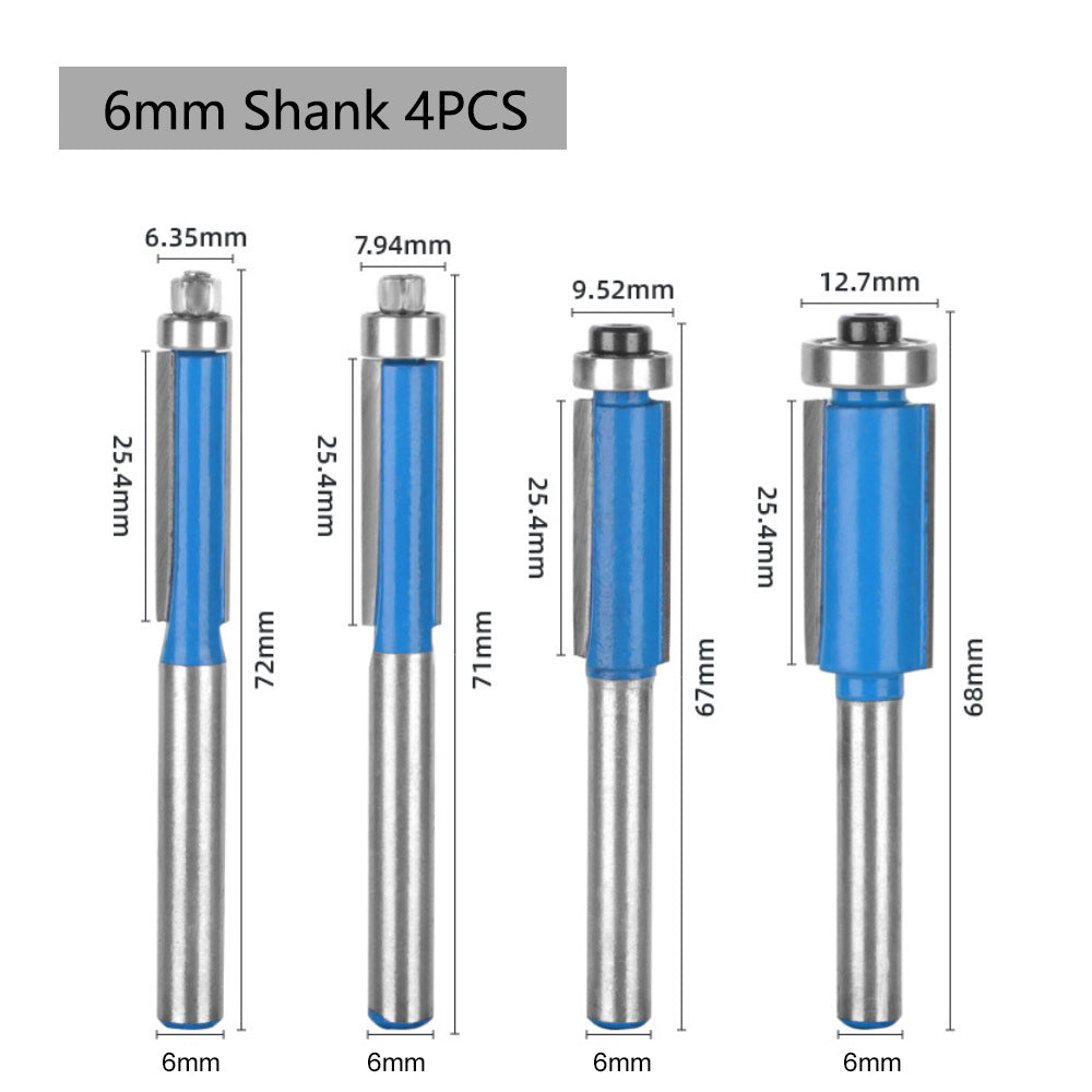 6.35mm Shank Tungsten Steel Alloy Milling Cutter Router Bit Engraving Tools Wood MDF Carving Cutter - 6x5 / 16x25.4mm
